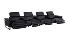 Load image into Gallery viewer, Top Grain Leather Reclining Metal USB Sofa (720350) - Black
