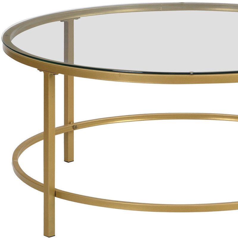 Glass Round Coffee Table - Gold And Clear