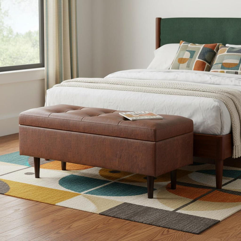 48" Upholstery Storage Ottoman - Brown