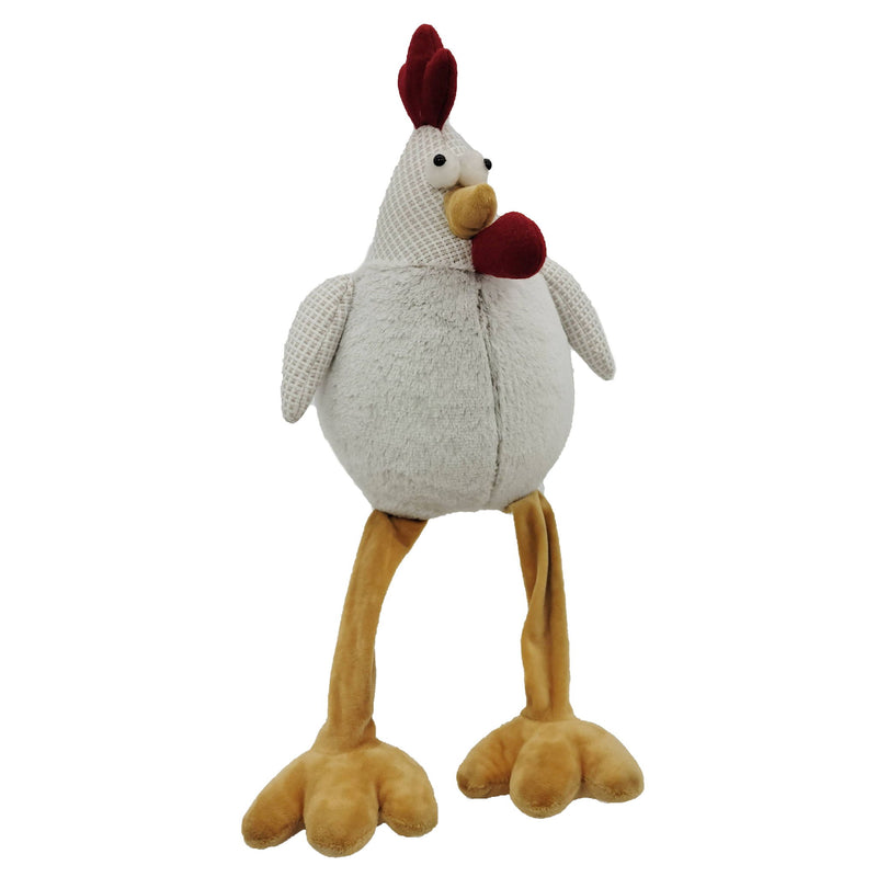 Fabric Rooster Figurine - White / Yellow / Red
