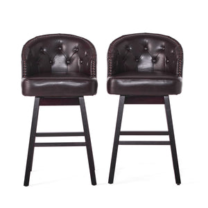 Mellifluous - 360 Degree Swivel Bar Stool With Stunning Nailhead Trim, (Set of 2)