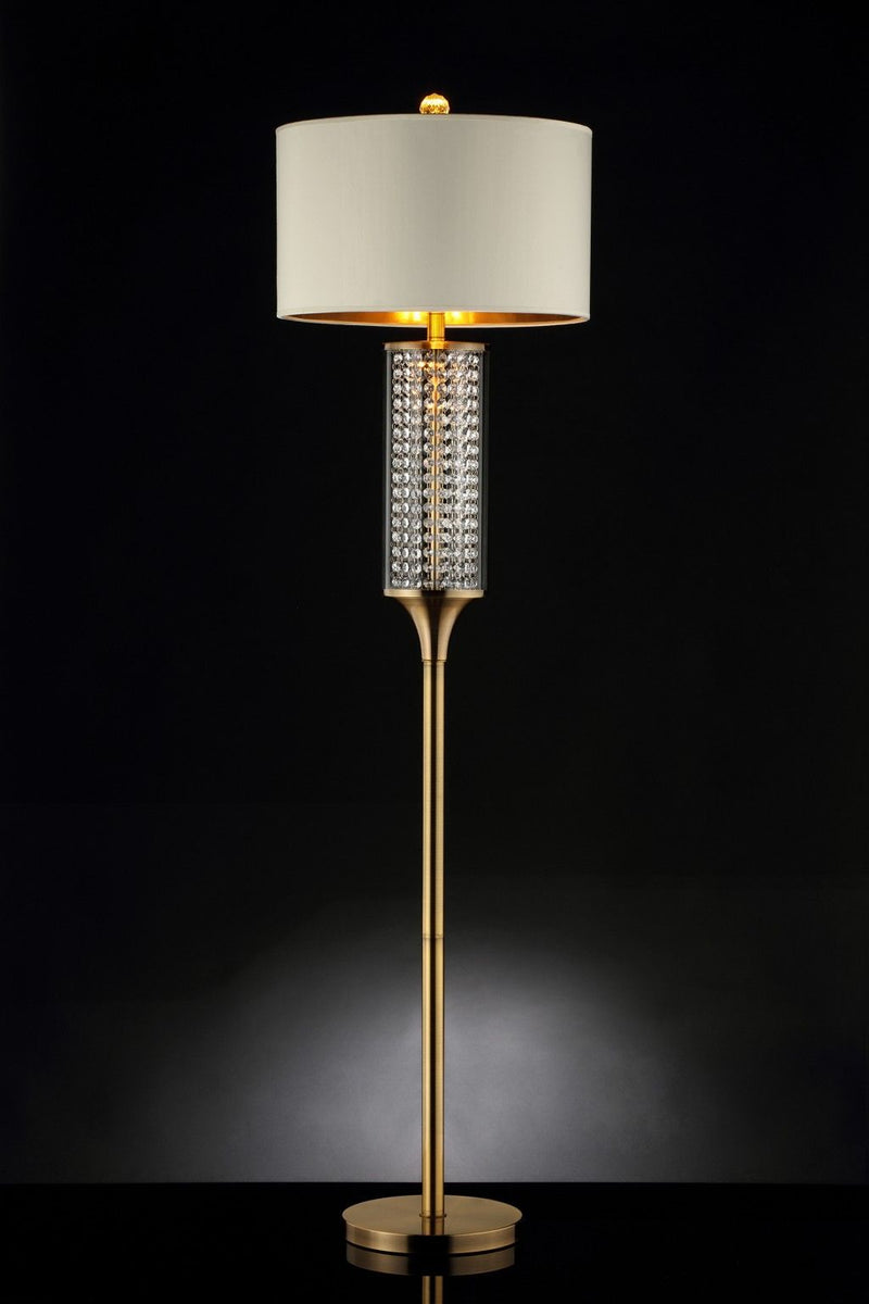 Column Floor Lamp With Off-White Drum Shade - Gold