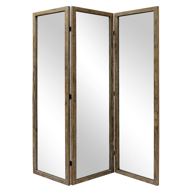 Three Panel Zig Zag Wood Room Divider Screen - Natural