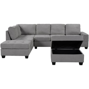 Orisfur. Modern Sectional Sofa with Reversible Chaise, L Shaped  Couch Set with Storage Ottoman and Two Cup Holders for Living Room