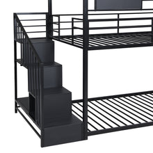 Load image into Gallery viewer, Metal bunk bed with slide and steps
