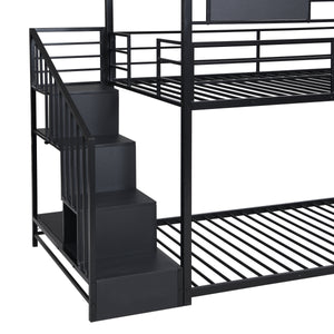 Metal bunk bed with slide and steps