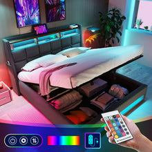 Load image into Gallery viewer, Upholstered Platform Bed With A Hydraulic Storage System, LED And USB Charging (Without Mattress)
