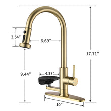 Load image into Gallery viewer, 3 In 1 Kitchen Faucet With Press Type Glass Rinser, High Arc Pull Down Sprayer
