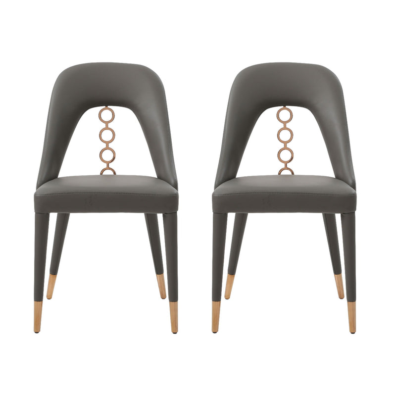 Upholstered In Faux Leather Dining Side Chairs (Set of 2) - Gray