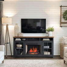 Load image into Gallery viewer, Fireplace TV Stand Console For TVs Up To 85" - Black / Whiskey
