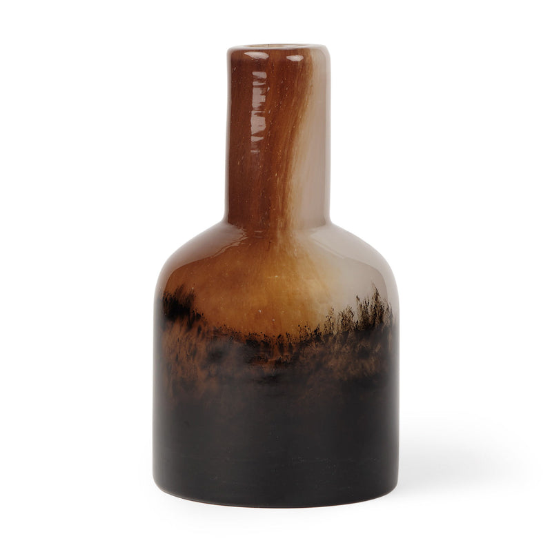 Abstract Tulip Table Vase - Amber / Cream / Dark Brown