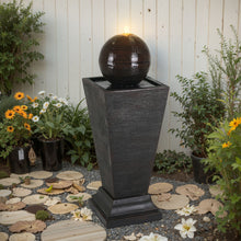 Load image into Gallery viewer, 35.5&quot; Tall Column Fountain With LED Lights, Retro Outdoor Decor, Weather Resistant Feature - Dark Brown
