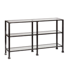 Load image into Gallery viewer, Glass Distressed Floor Shelf Console Table With Storage - Clear / Black

