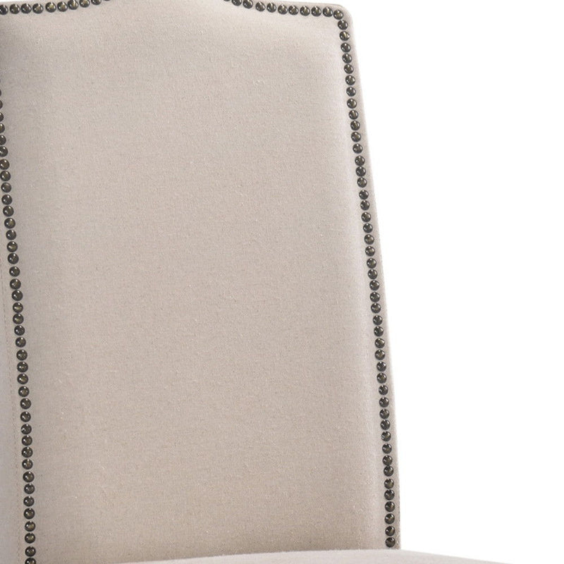 Transitional Upholstered Linen Dining Parsons Chair - Cream