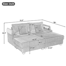 Load image into Gallery viewer, Modern Chaise Sofa With Adjustable Backrest, Cup Holders, Phone Holder &amp; Storage Compartments For Living Room
