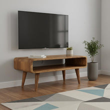 Load image into Gallery viewer, Solid Wood Open Shelving TV Stand - Brown
