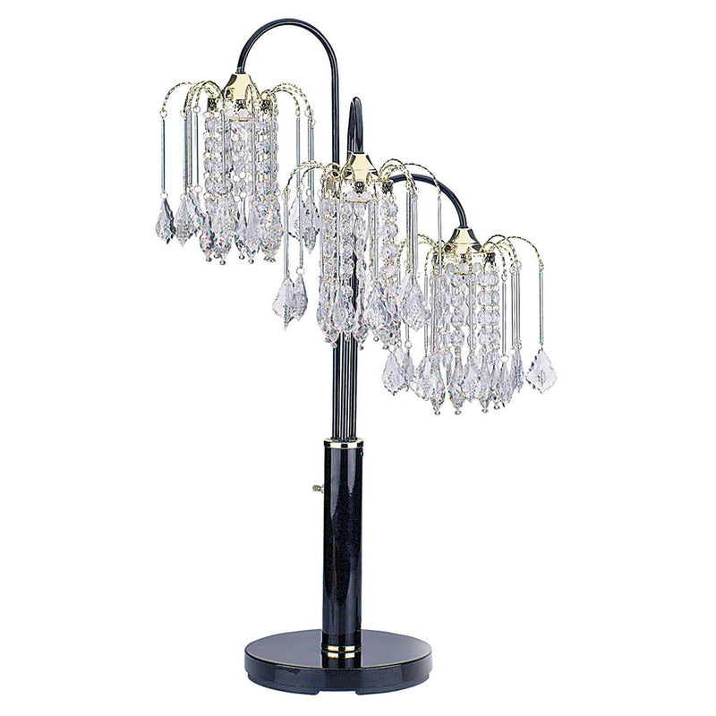 Metal Three Light Chandelier Table Lamp - Black