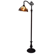 Load image into Gallery viewer, Traditional Shaped Floor Lamp With Brown And Red Stained Glass Bowl Shade - Brown
