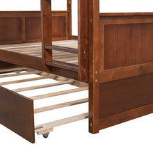 Load image into Gallery viewer, Full Over Full Bunk Bed with Twin Size Trundle, Walnut (old sku: LP000250AAL)
