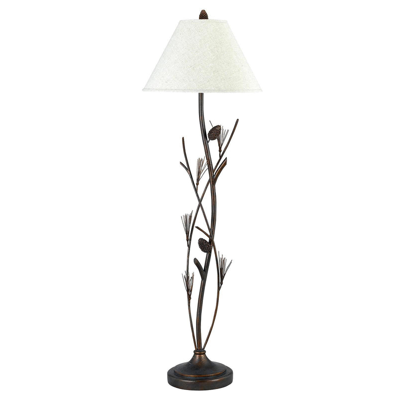Traditional Shaped Floor Lamp With Brown Empire Shade - Rust