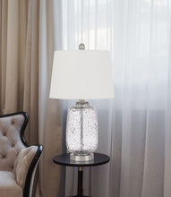 Load image into Gallery viewer, Metal Cylinder Table Lamp With White Empire Shade - Nickel

