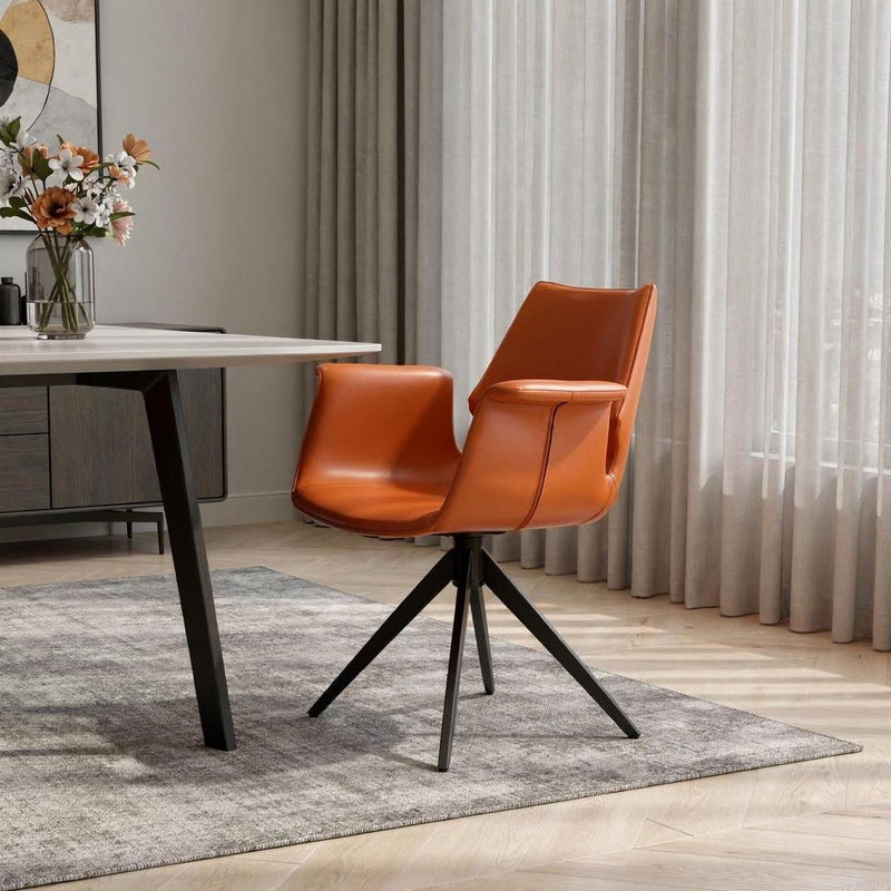 Faux Leather Dining Chair - Cognac