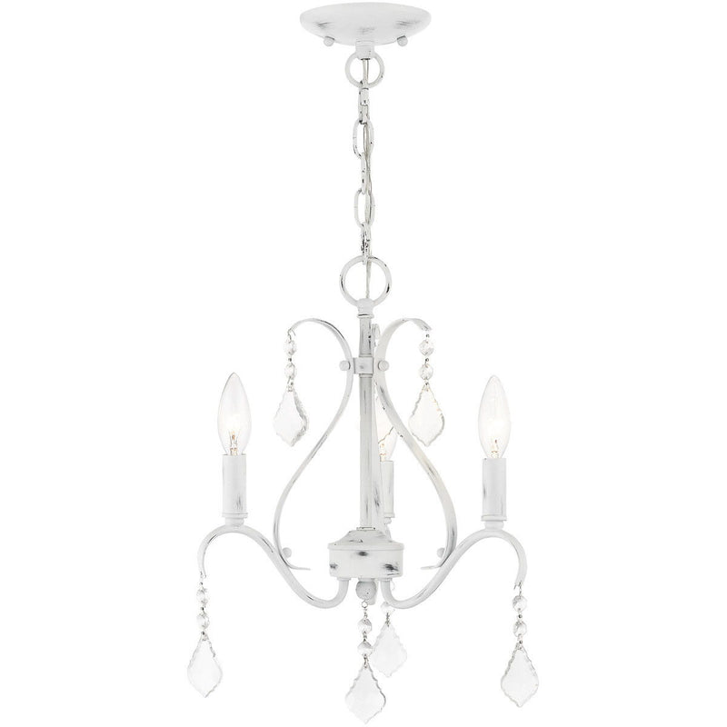 Three Light Dimmable Chandelier With Shades - White