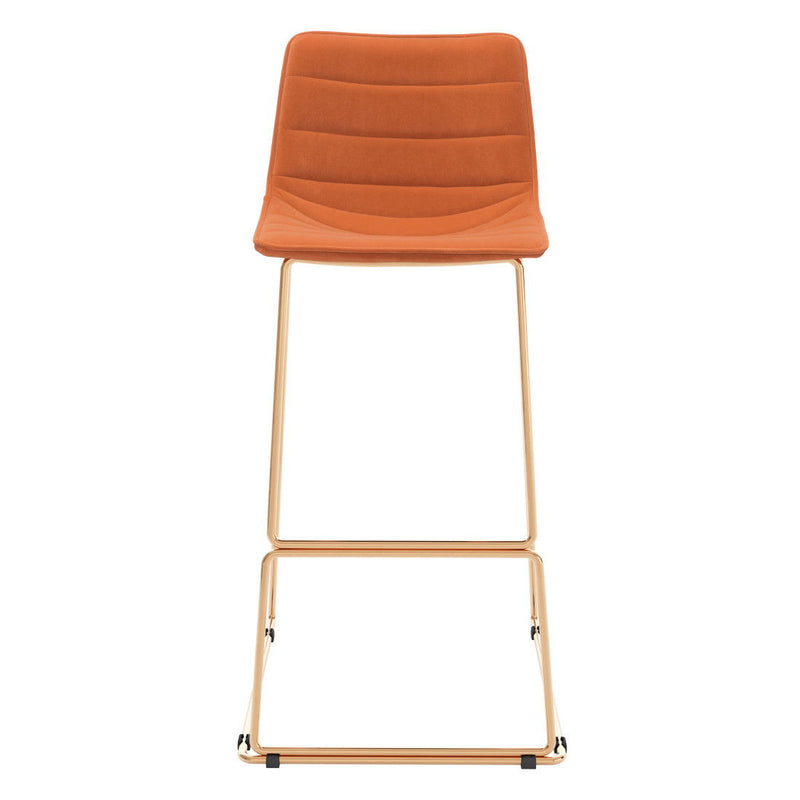 Velvet And Steel Bar Height Bar Chairs (Set of 2) - Orange And Gold