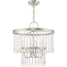 Load image into Gallery viewer, 20" Four Light Dimmable Chandelier With Shades - Nickel / Pearl Silver
