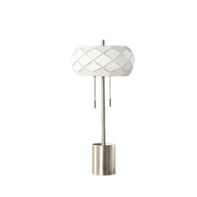 Load image into Gallery viewer, Metal Table Lamp With Geometric Laser Cut Metal Shade - Silver
