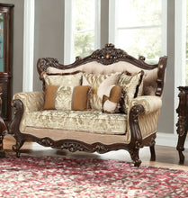 Load image into Gallery viewer, Damask Loveseat And Toss Pillows - Beige / Brown
