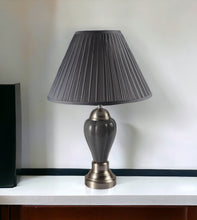 Load image into Gallery viewer, Metal Urn Table Lamp With Gray Empire Shade - Gray And Silver
