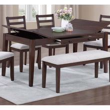 Load image into Gallery viewer, 6 Piece Dining Set Table With Storage Ladder Back Chairs And Bench - Walnut
