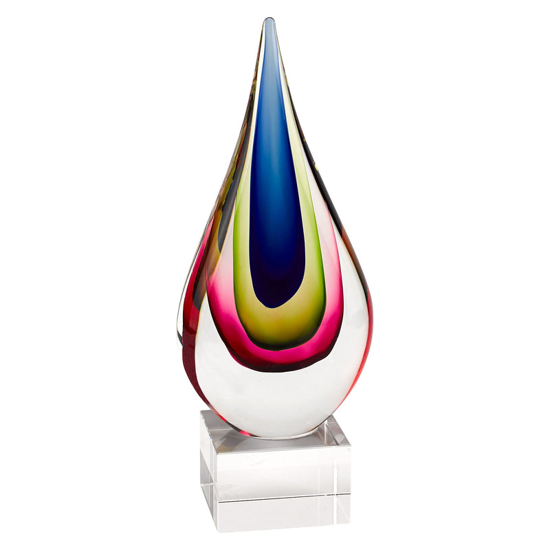 Murano Modern Abstract Tabletop Sculpture (376135) - Clear / Red / Blue