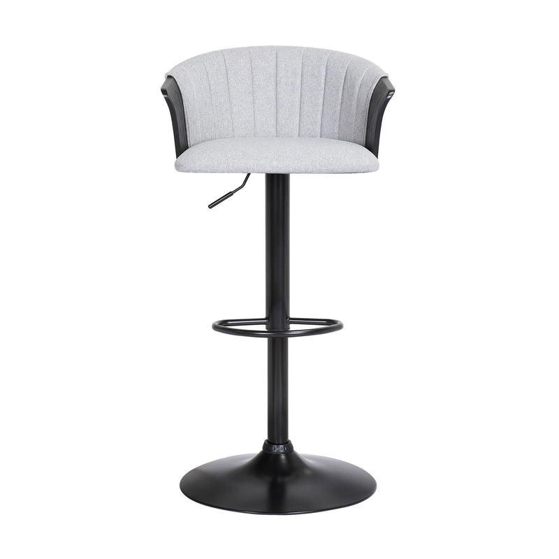 Fabric With Metal Swivel Adjustable Height Bar Chair - Light Gray And Black
