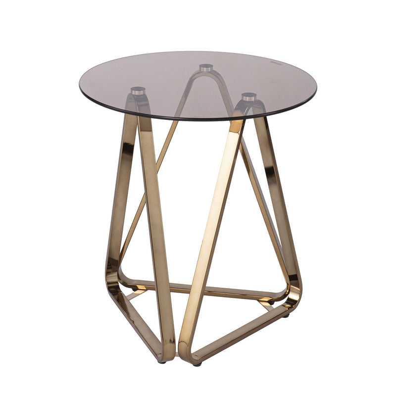 24" Glass Iron Round End Table - Champagne