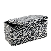 Load image into Gallery viewer, 30" Plastic Animal Print Storage Ottoman - White / Black
