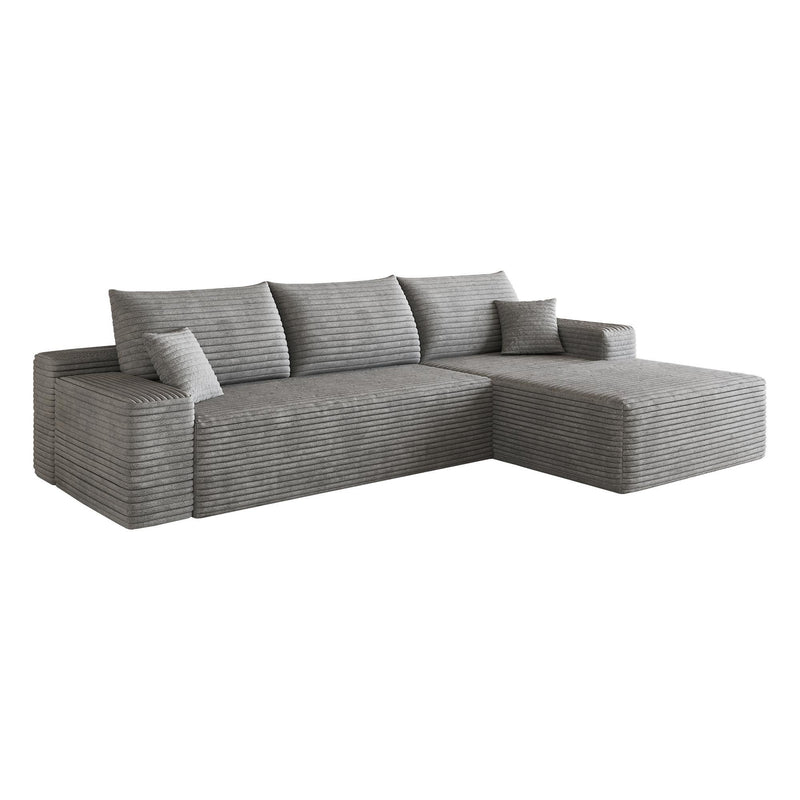 Corduroy Modular L Shaped Sofa And Chaise Sectional (762629) - Gray
