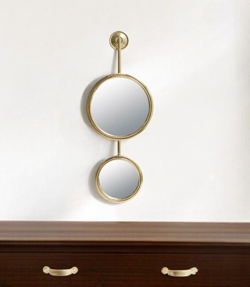 29" Round Iron Framed Accent Mirror - Gold