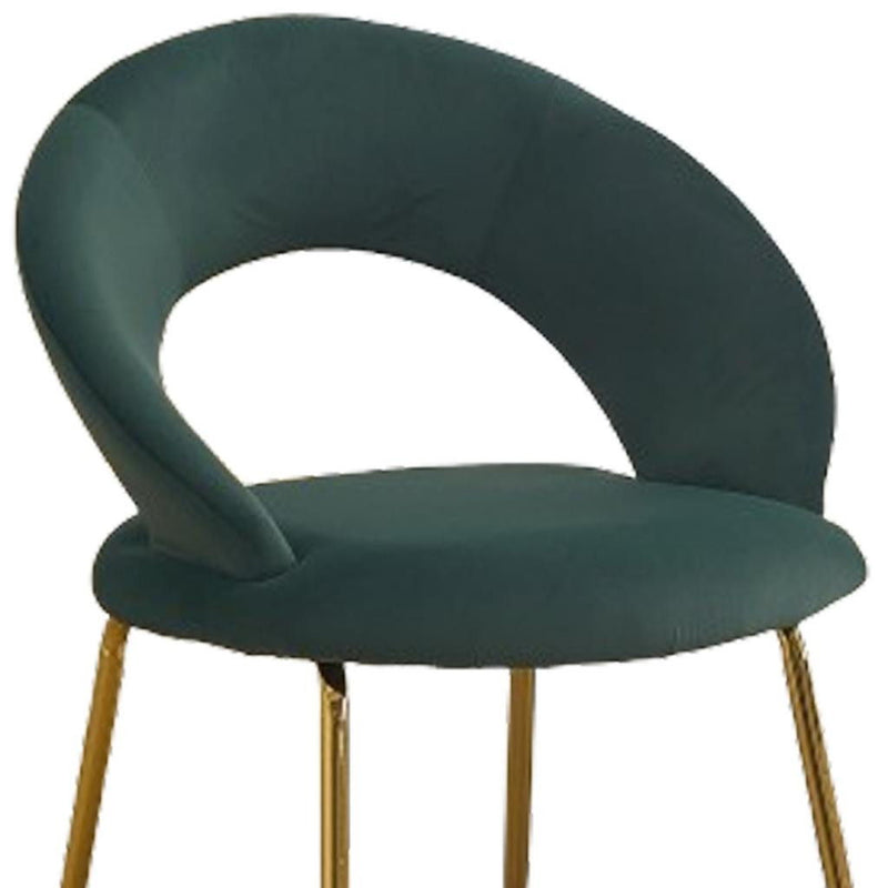 Velvet Metal Curved Back Dining Side Chair - Green / Gold