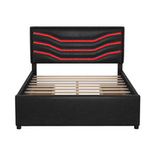 Load image into Gallery viewer, Queen Size Upholstered Storage Platform Bed with LED, 4 Drawers and USB Charging, Black
