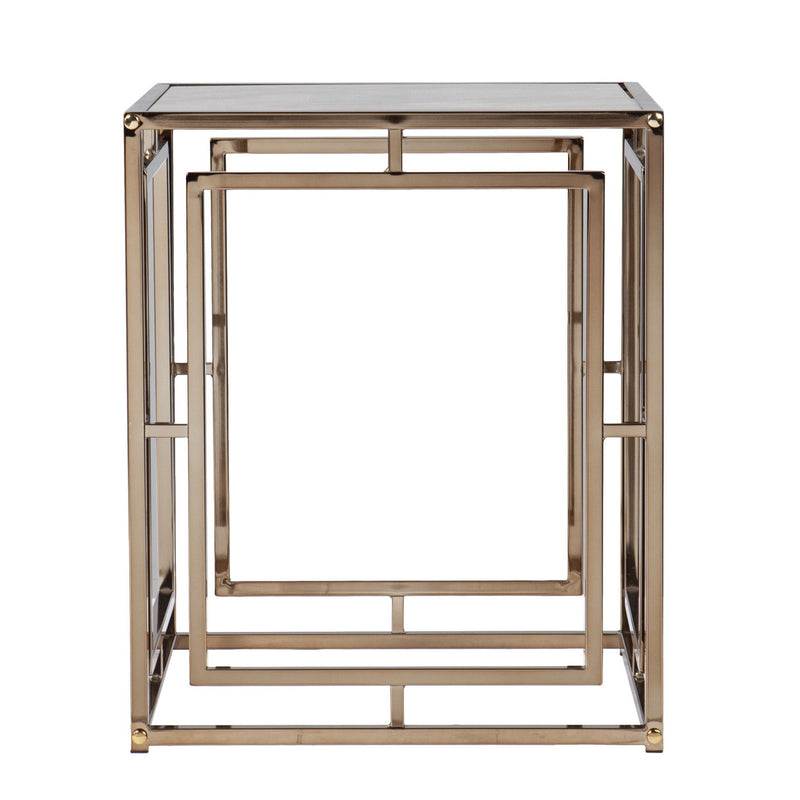 23" Glass Iron Square End Table - Champagne