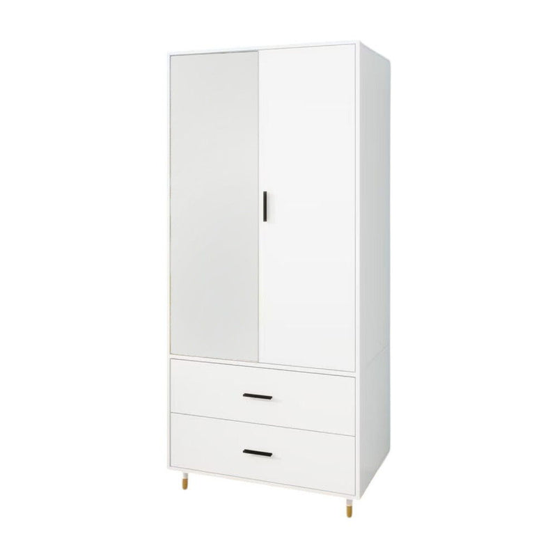 71" Mirro Two Door Two Drawer Combo Dresser - White