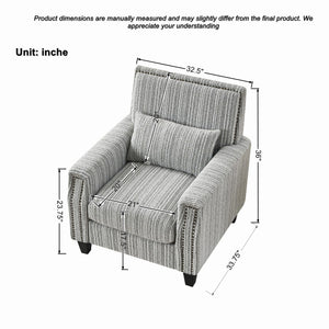 Accent Chair With Arms, Comfy Armchair For Living Room - Gray