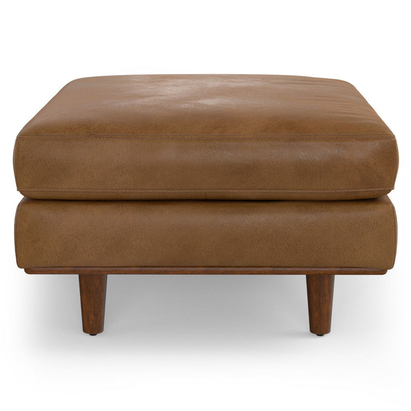 33" Leather Cocktail Ottoman - Brown