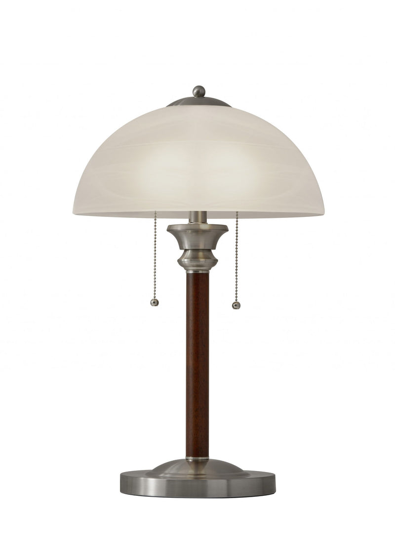 23" Metal Standard Table Lamp With White Shade - Silver