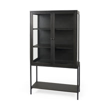 Load image into Gallery viewer, 36" Solid Wood And Metal Display Cabinet With Two Doors - Black

