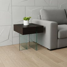 Load image into Gallery viewer, Glass Square Sled End Table - Clear / Espresso
