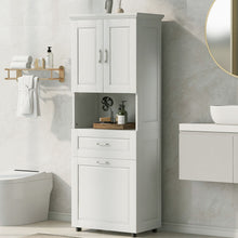 Load image into Gallery viewer, Tall Bathroom Cabinet With Tilt-Out Laundry Basket And Upper Storage
