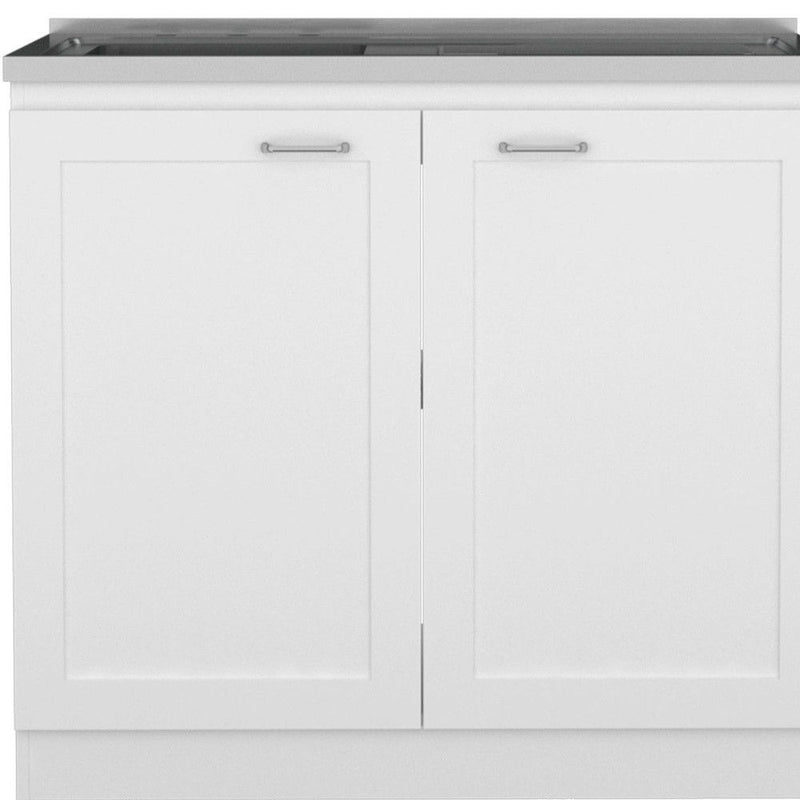 42" Wood Accent Cabinet Set With Four Doors - Black And White